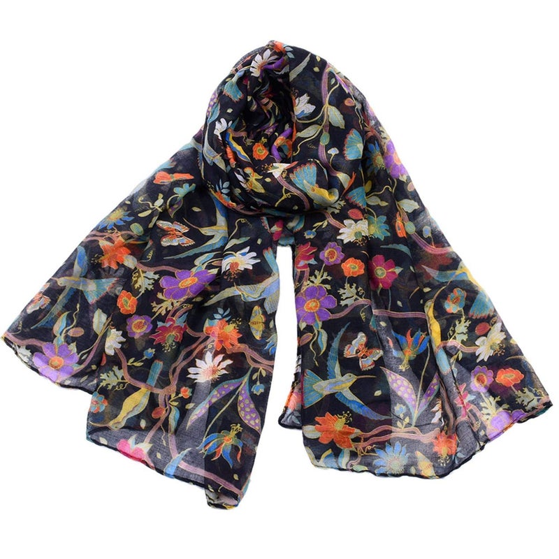 woogwin Women's Cotton Scarves Lady Light Soft Fashion Solid Scarf Wrap Shawl(One Size, Birdblack) - Image 1